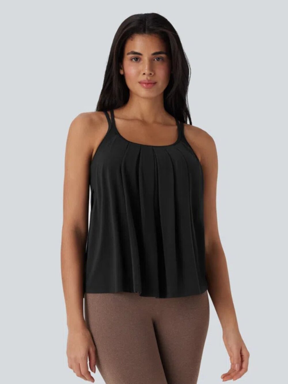 Halara Crisscross Backless Double Straps Pleated Quick Dry Yoga Cami Top NWT XL